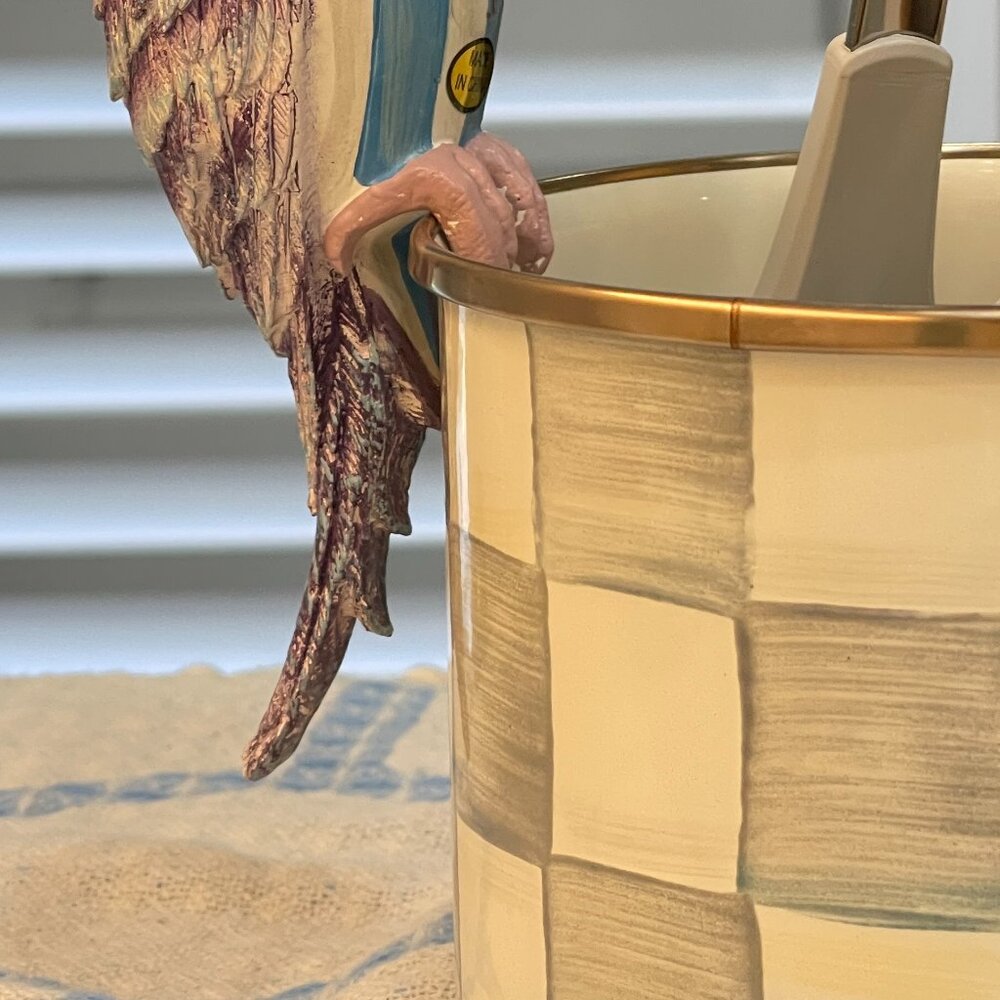 Bluebird Conservatory | MacKenzie-Childs Blue Striped Parrot Pot Climber – New - Picture 5 of 14